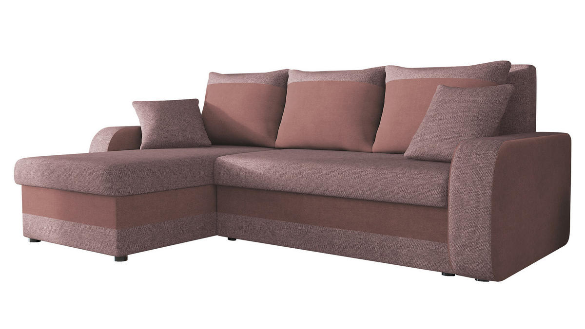 ECKSOFA Kris Lux - Dunkelrosa/Schwarz, Holz/Kunststoff (238/147cm) - MIRJAN24