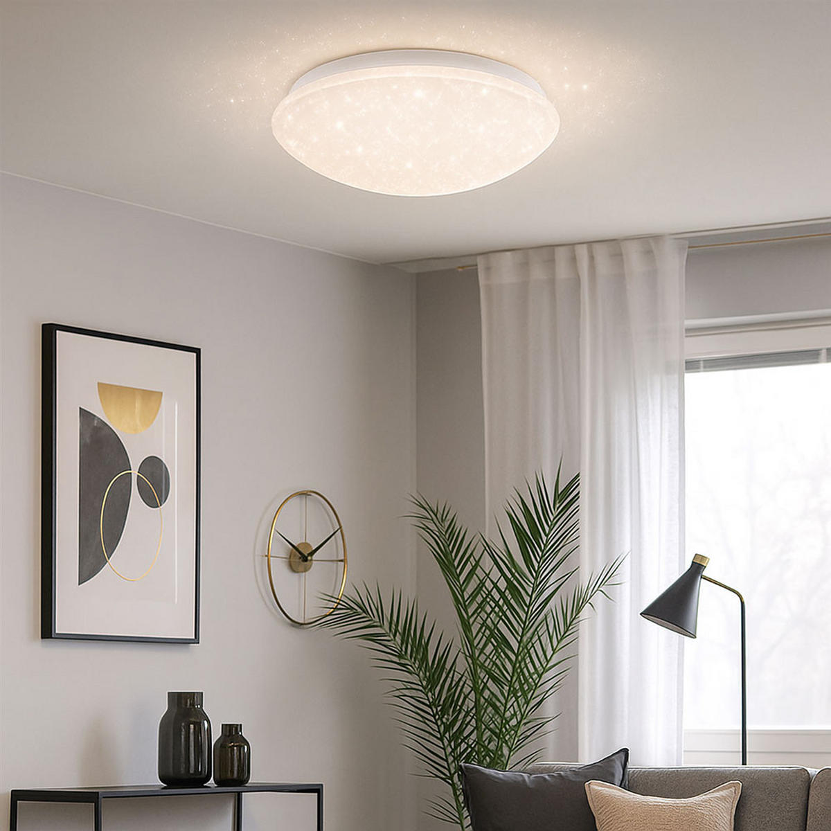 LED DECKENLEUCHTE Sterneneffekt Weiß - Weiß, Metall (28/28/6.5cm) - Briloner