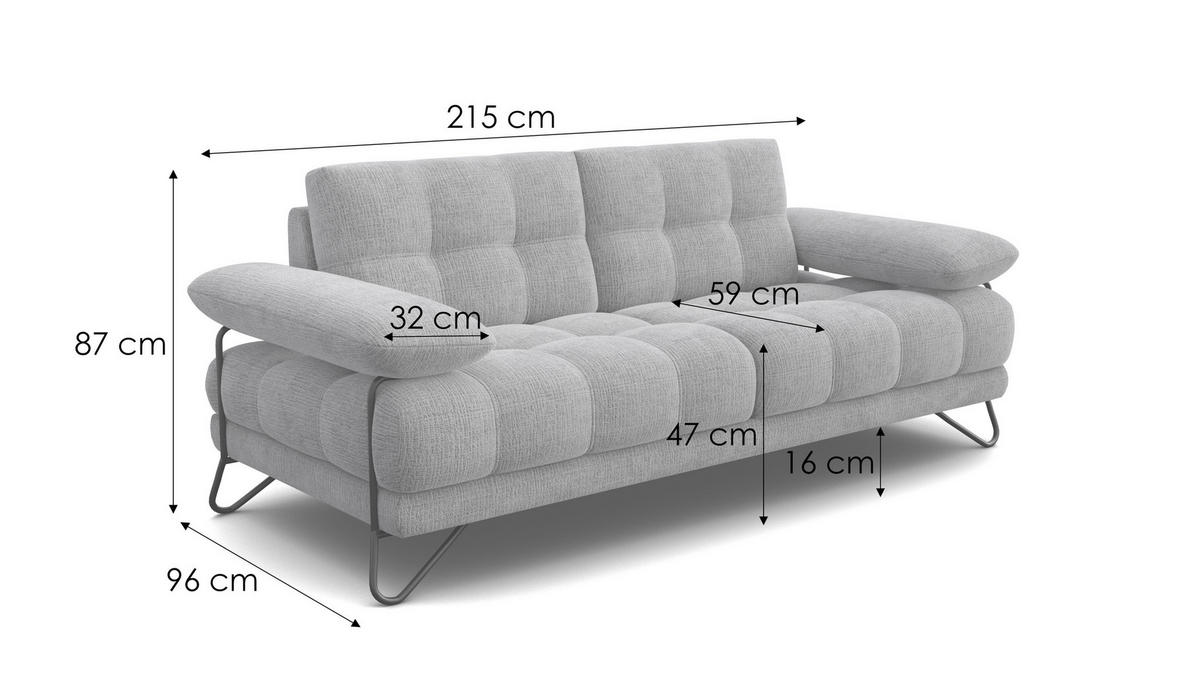 SOFA BUBBARA 2,5-Sitzer, rostrot - Schwarz/Orange, Holz/Textil (215/87/96cm) - Courtois Laville