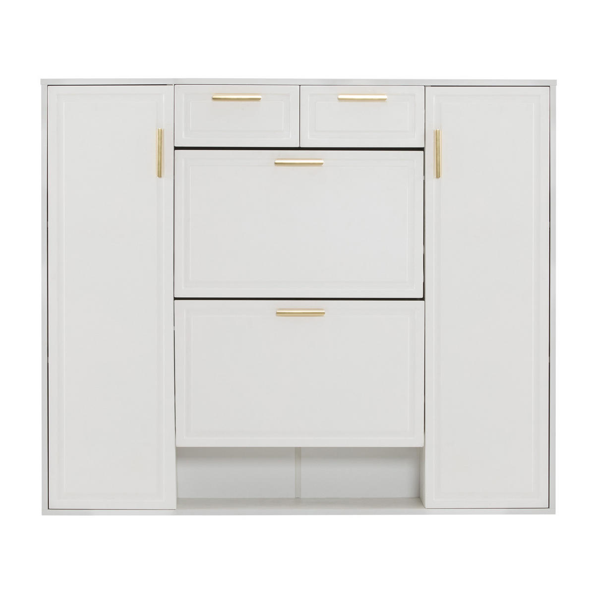 SCHUHSCHRANK 120/107/24 cm Weiß aus MDF und Spanplatte mit verstellbaren Regalen - Weiß, Holzwerkstoff (120/107/24cm) - OKMYHOME
