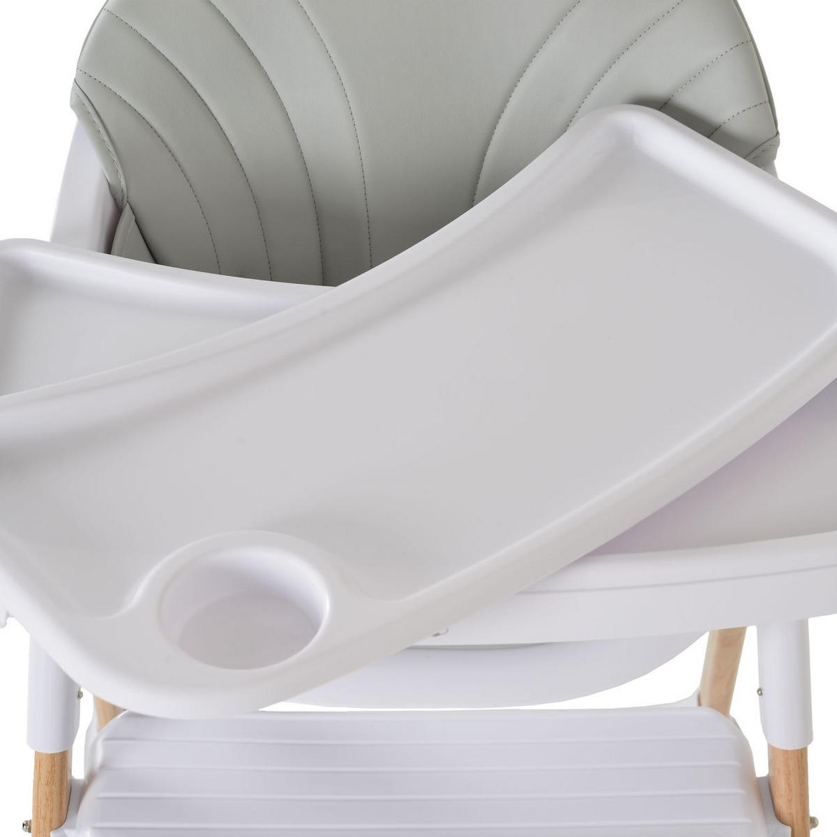 KINDERHOCHSTUHL Almond grau Holzoptik klappbar Doppeltablett Sicherheitsgurt - Grau, Metall (54/84/64cm) - Cangaroo