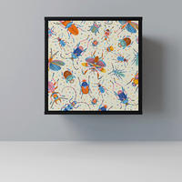 SIDEBOARD COLORFUL INSECTS, Schwarz, 57,5x42x57,5 cm, Ohne Füße - Multicolor/Schwarz, Holzwerkstoff (57.5/57.5/42cm) - SpaceRebels