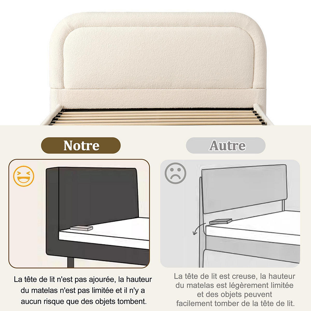 POLSTERBETT 140×190cm mit großem Stauraum in Beige - Beige, Textil (140/190cm) - KOMHTOM