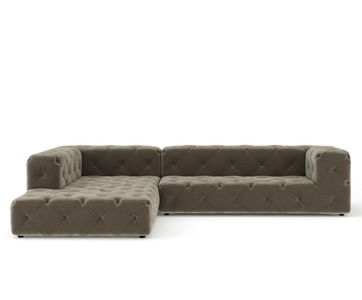 ECKSOFA Cosimo Taupe Samtstoff - Taupe/Schwarz, Holz/Holzwerkstoff (325/228cm) - Maison de Reve