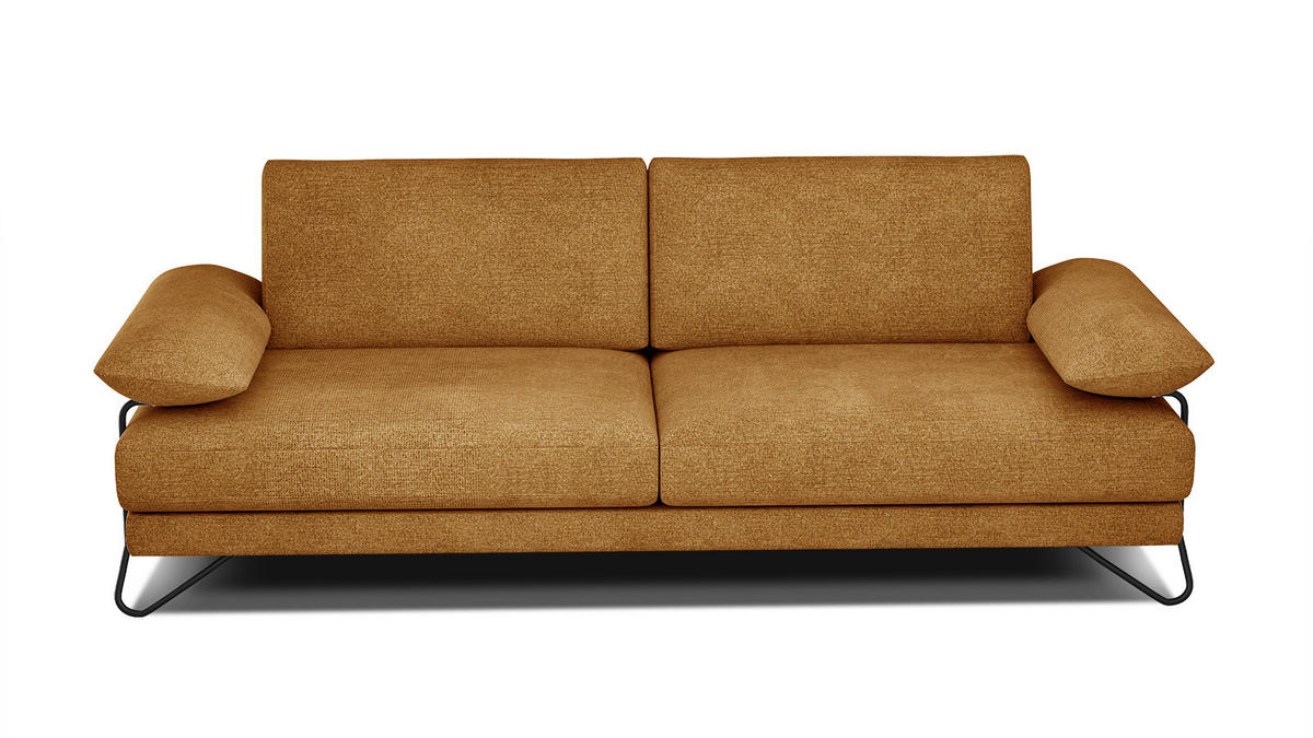 SOFA LORI 3-Sitzer, orange - Schwarz/Orange, Holzwerkstoff/Textil (245/87/96cm) - Courtois Laville