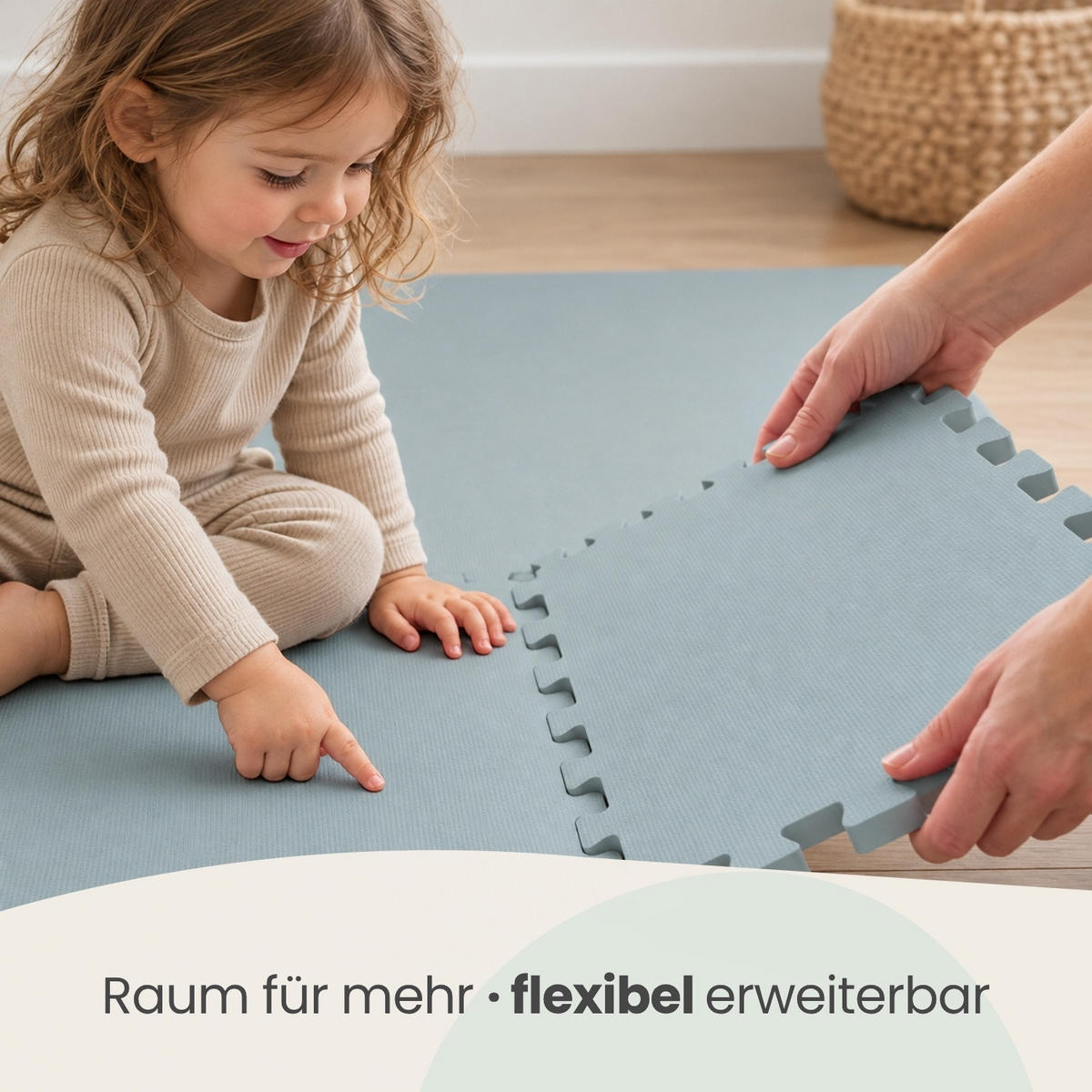 SPIELMATTE Uni - 50x50x1 cm - Puzzlematte Graublau - Blau, Kunststoff (50/50cm) - Littletom