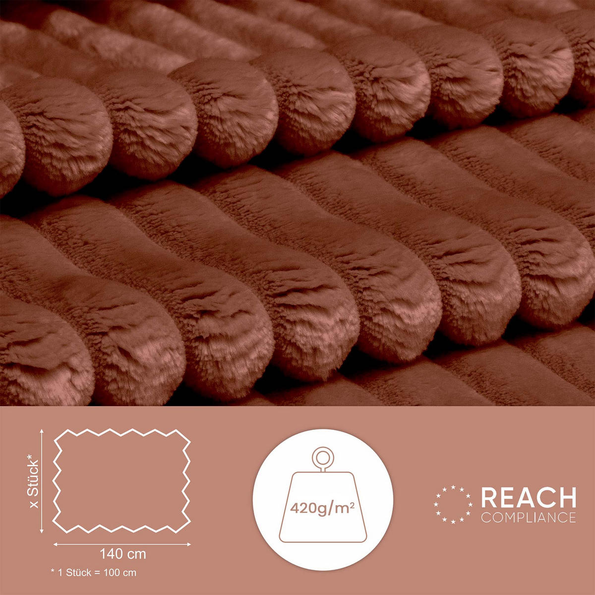 CORDSTOFF Tilia Ziegelrot – Breitcord 2,5 cm, 420 g/m², 140 cm breit, extraweich & robust, OEKO-TEX zertifiziert - Rostfarben, Textil (140/100cm) - Dreamroots