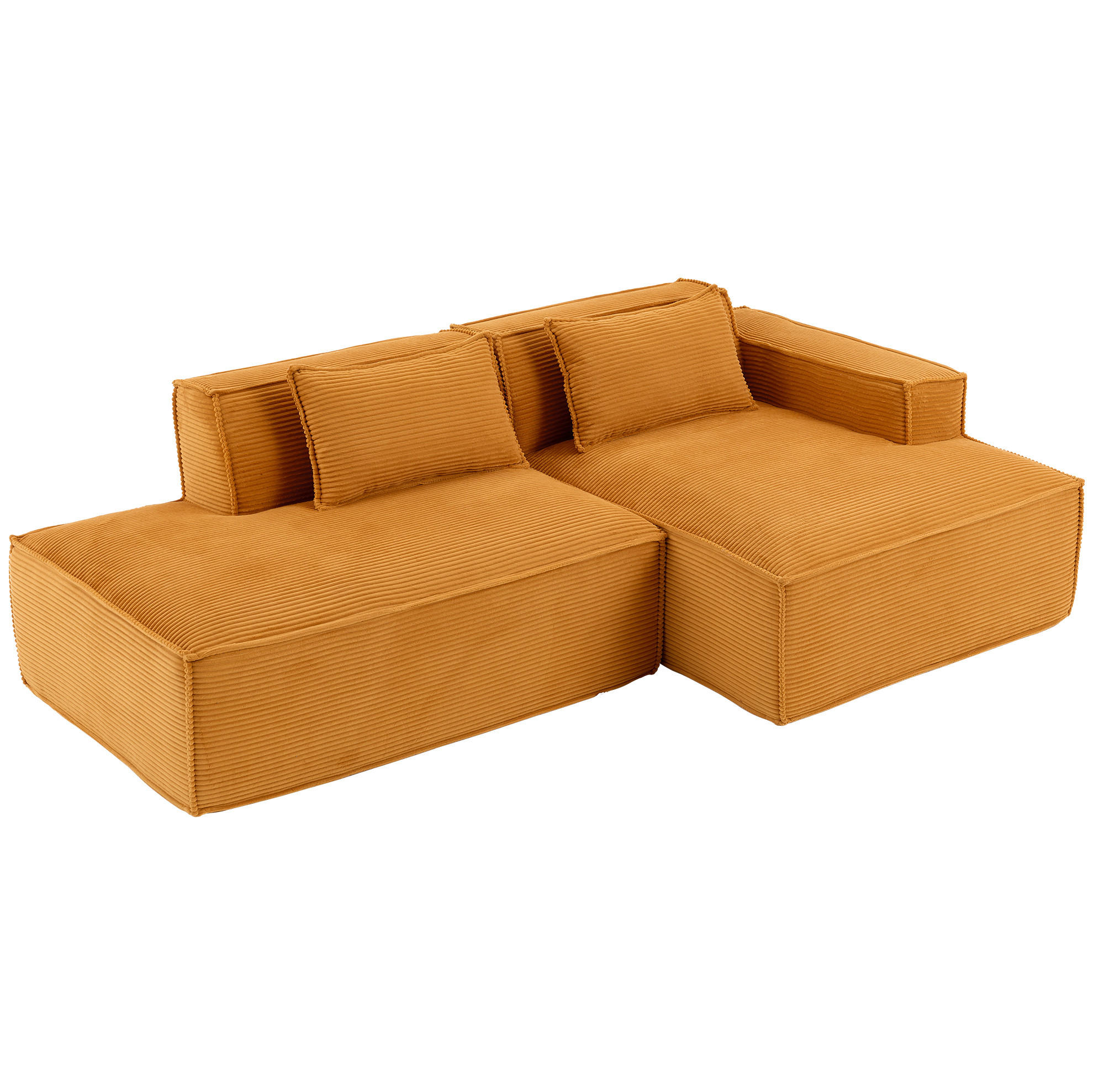 SOFA 235 cm Polyester Mustard Yellow mit 2 Kissen - Gelb, Textil (129/235cm) - Meubliv