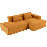 SOFA 235 cm Polyester Mustard Yellow mit 2 Kissen - Gelb, Textil (129/235cm) - Meubliv