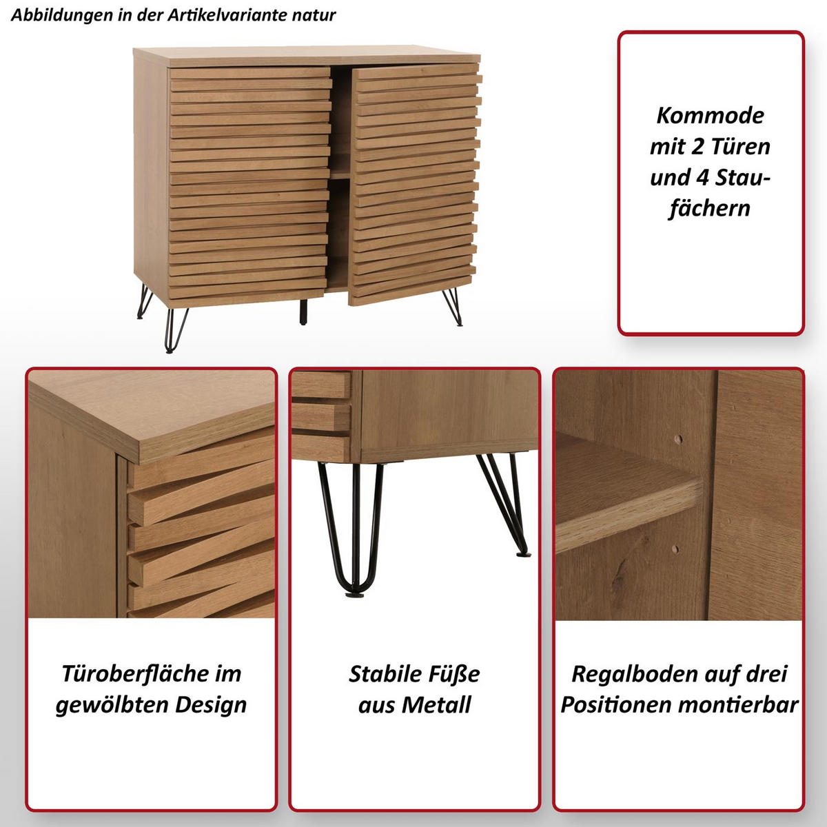 KOMMODE Beige - Beige, Holzwerkstoff (95/85/45cm) - MCW