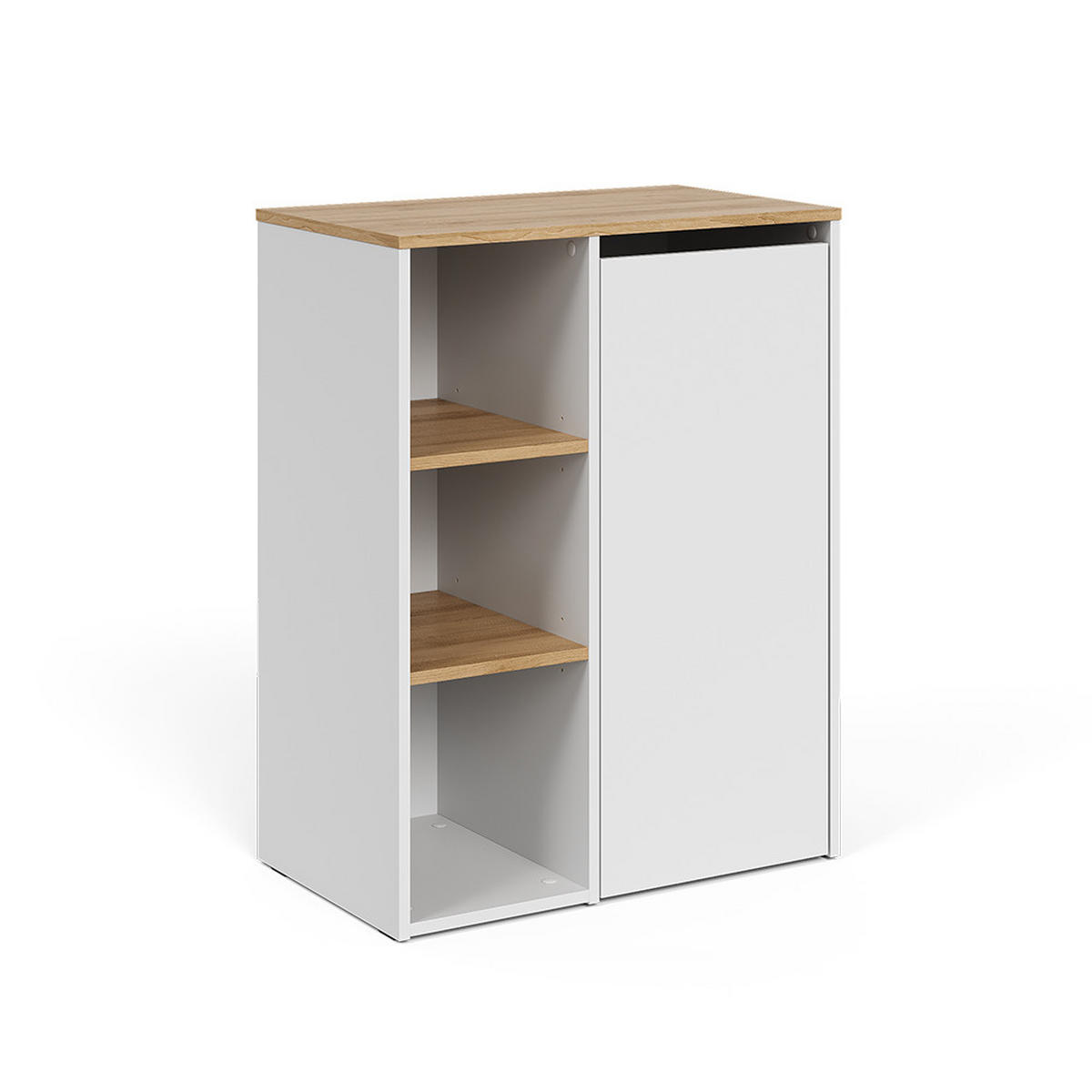 BADSCHRANK Viktor Weiß/Artisan 68 x 88.2 cm mit offenen Regalen und Wäschekorb - Weiß, Holzwerkstoff (68/88.2/40.5cm) - Vicco