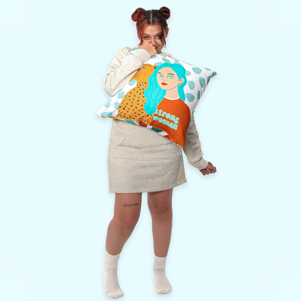 KISSENBEZUG dekorativ girl power 50x50 cm (2er pack) mehrfarbig - Multicolor, Textil (50/50cm) - Happy Friday