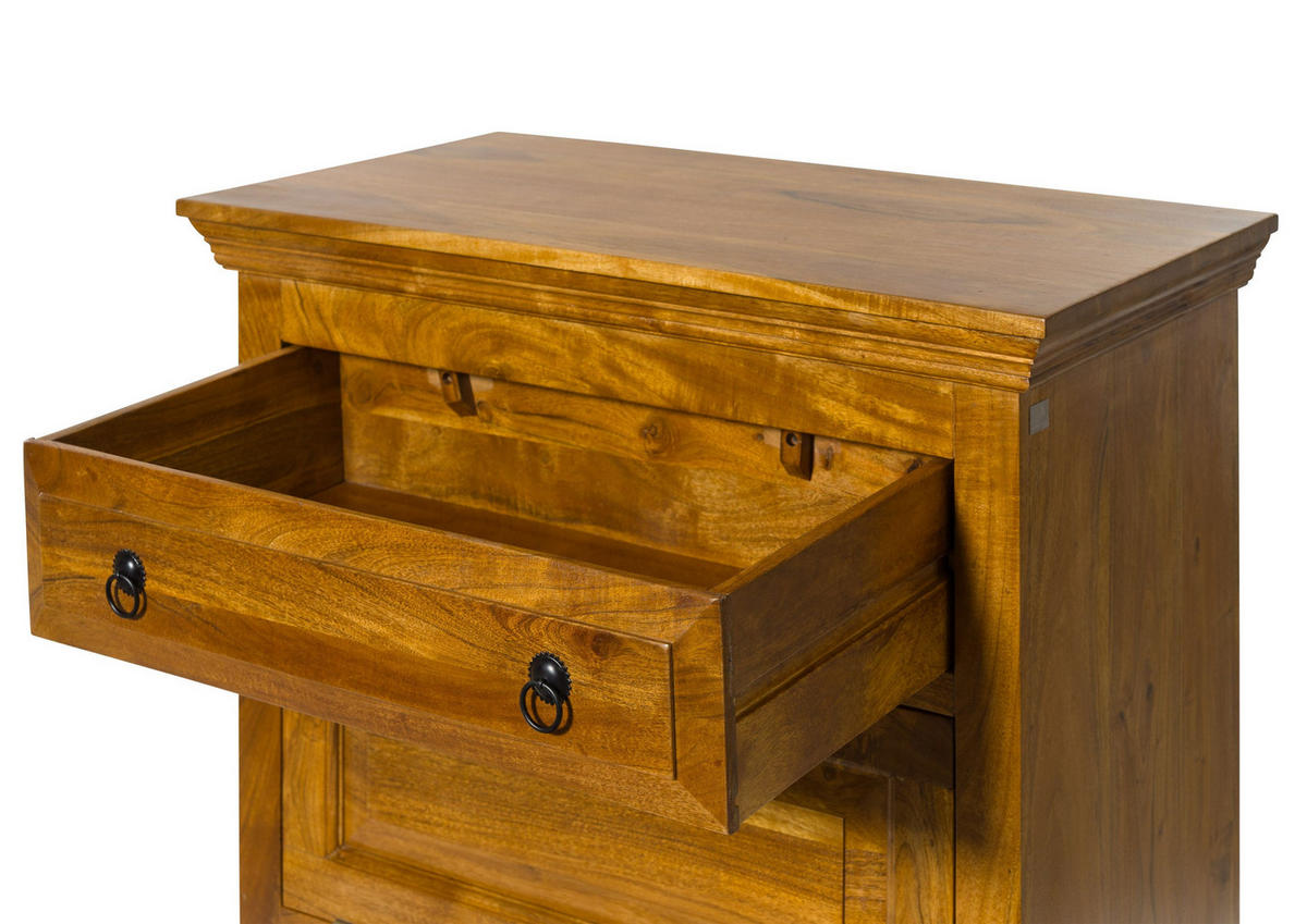 KOMMODE Akazie 80x45x100 honig lackiert OXFORD #0904 - Braun, Holz (80/100/45cm) - Massivmoebel24