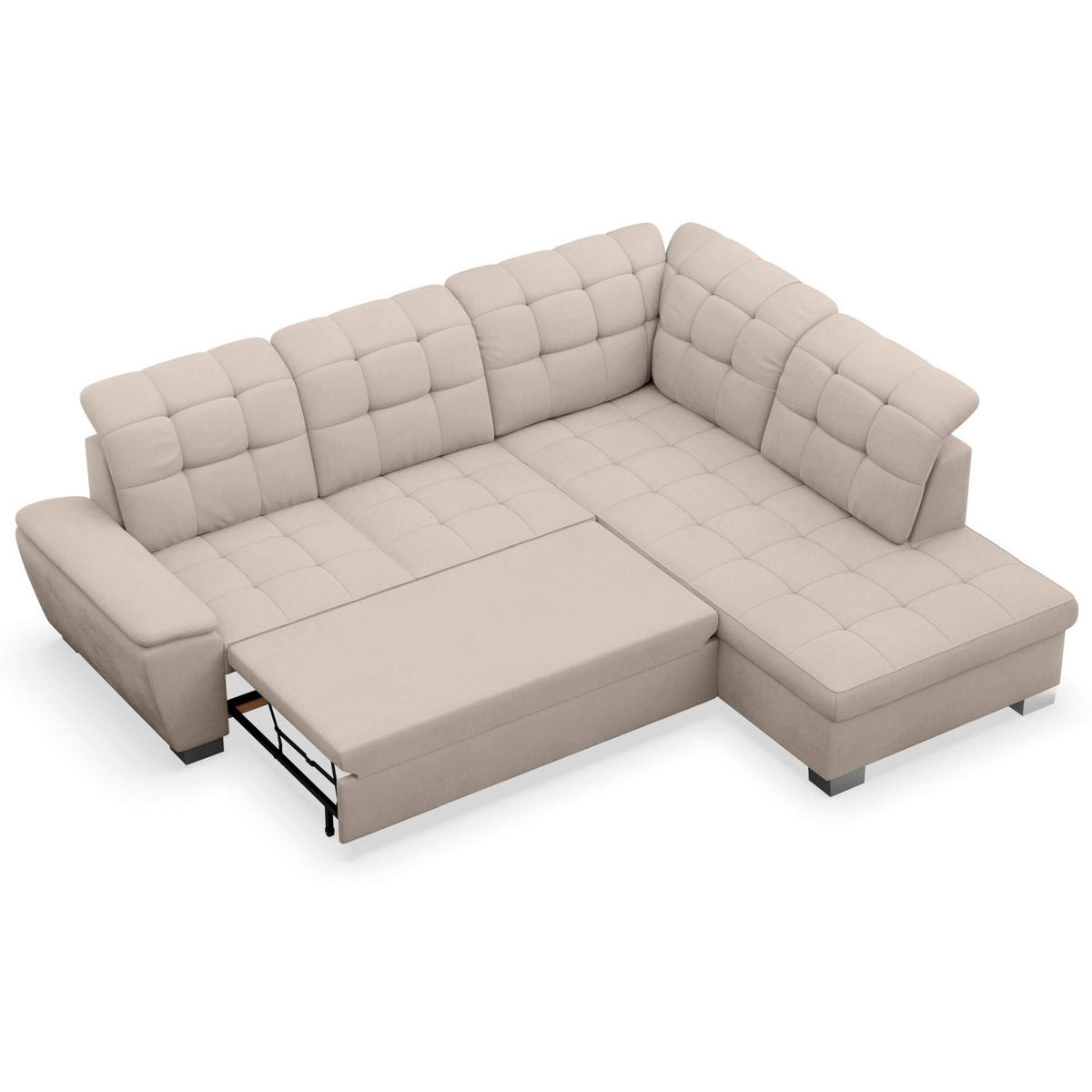 ECKSOFA Jamaal Beige rechtsseitig - Beige/Schwarz, Textil (212/258cm) - Selsey
