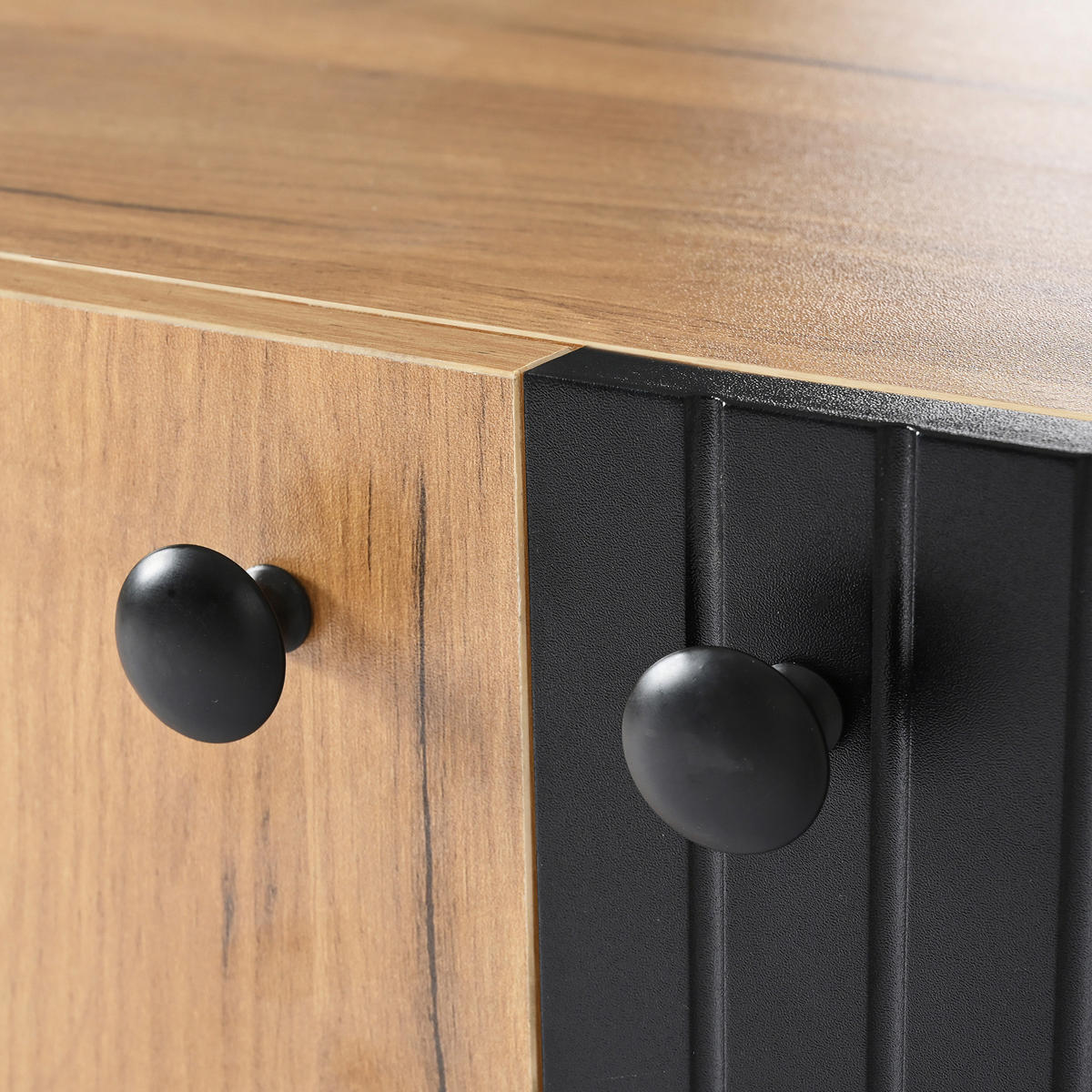 TV SCHRANK mit Drei Türen und Zwei Offenen Fächern - Schwarz/Braun, Holzwerkstoff (38/57/160cm) - Urban Meuble