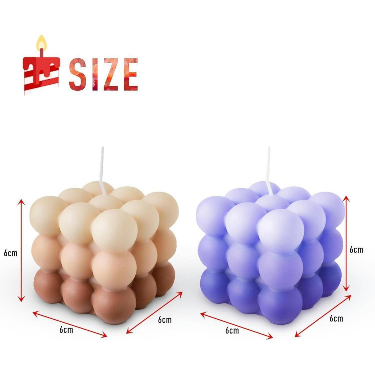 DUFTKERZEN Set 2 Stück Bubble Candle Lila und Bernstein Sojawachs - Multicolor, Paraffin (6cm)