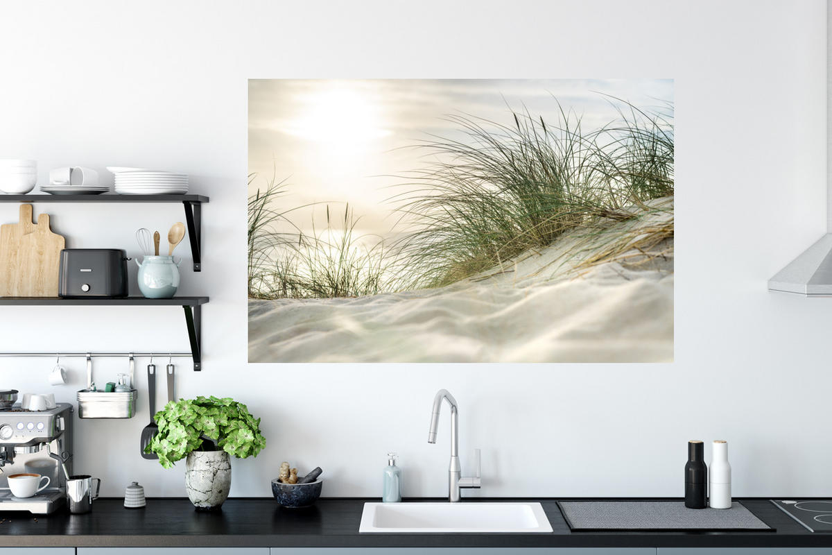WANDTATTOO Dünen - Strand - Schlewswig-Holstein - Wattenmeer 120x80 cm - Creme, Kunststoff (120/80/0.1cm) - MuchoWow