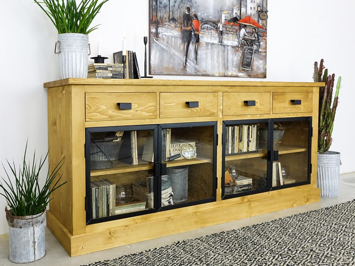 SIDEBOARD aus Massivholz Industrial - Honig, Holz (200/90/50cm) - Seart
