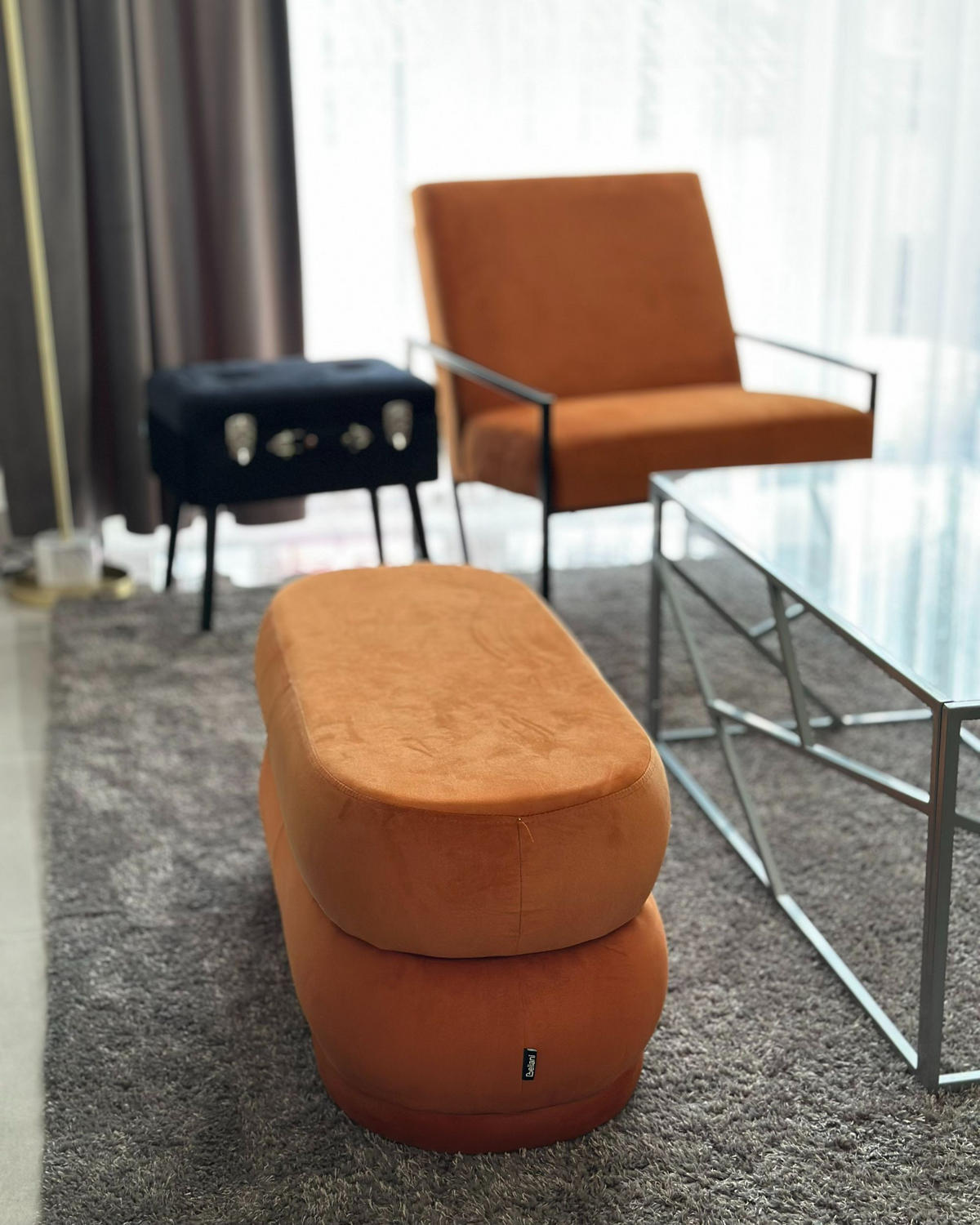 LAVICE Oranžová Ellendale - pomerančová, textil (90/40/41cm) - Beliani