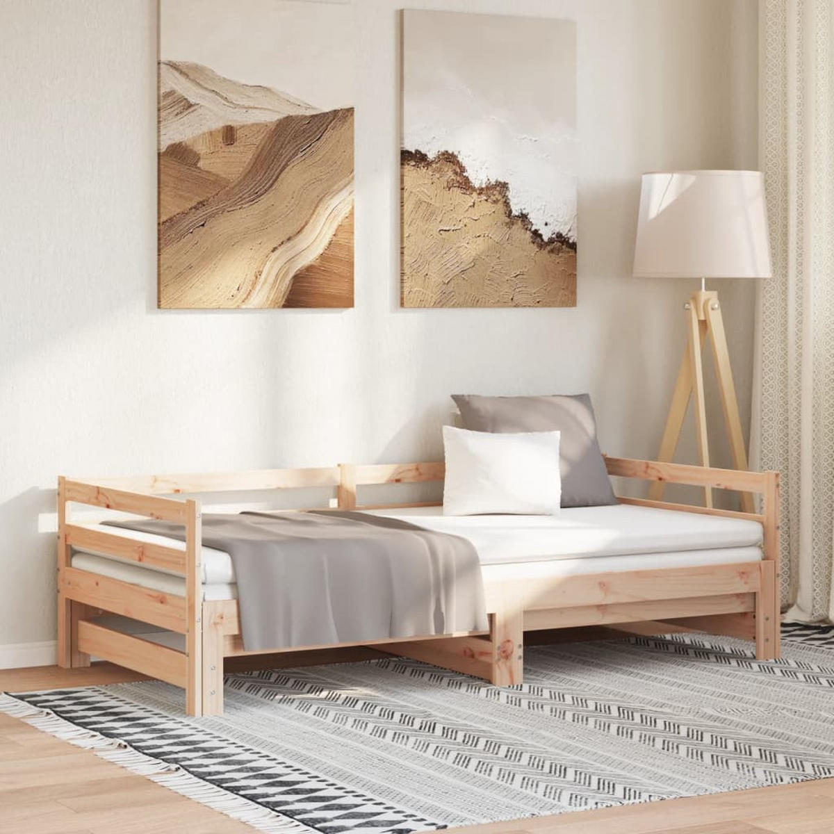 AUSZIEHBARES Tagesbett Ohne Matratze 80/200 Cm - Braun, Naturmaterialen (80/200cm) - vidaXL