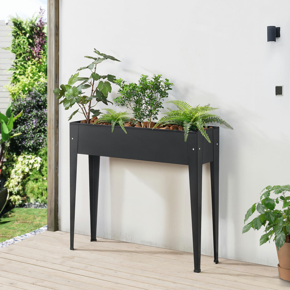 HOCHBEET Lelystad - Anthrazit, Metall (98/82/25cm) - [en.casa]