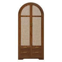 KLEIDERSCHRANK Nussbaum Rattantüren, 4 Schubladen & Kleiderstange 80x180 cm - Walnussfarben, Holzwerkstoff (80/180/50cm) - Urban Meuble
