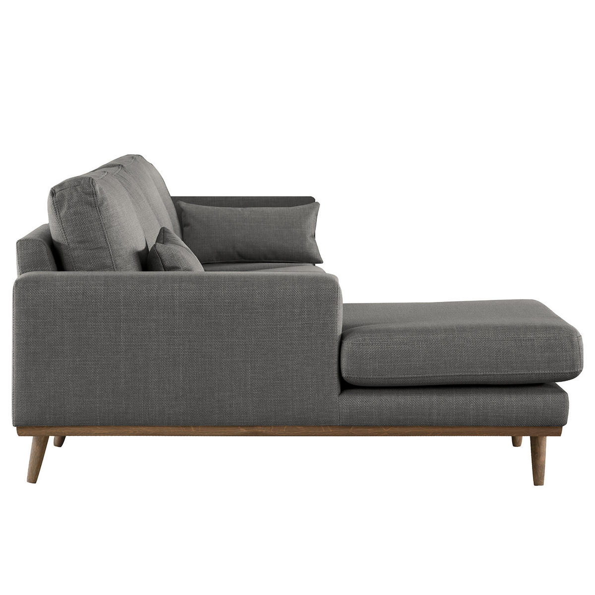 ECKSOFA mit Longchair - Eichefarben/Dunkelgrau, Eichenholz/Textil (281/153cm) - home24