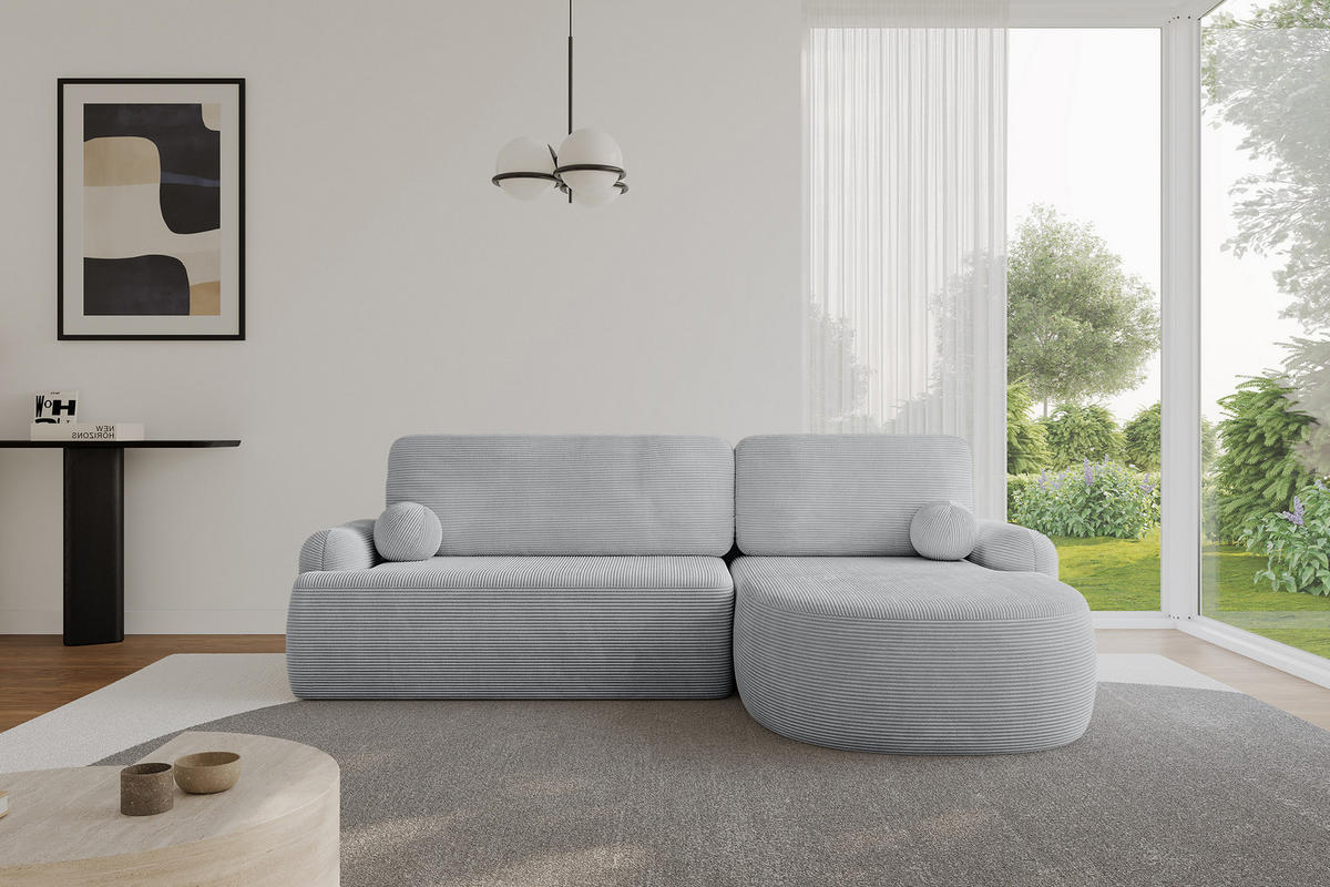 ECKSOFA mit Schlaffunktion und Bettkasten LIRA-L - 264x172x89 Grau - Grau, Holzwerkstoff/Textil (172/264cm) - ALTDECOR