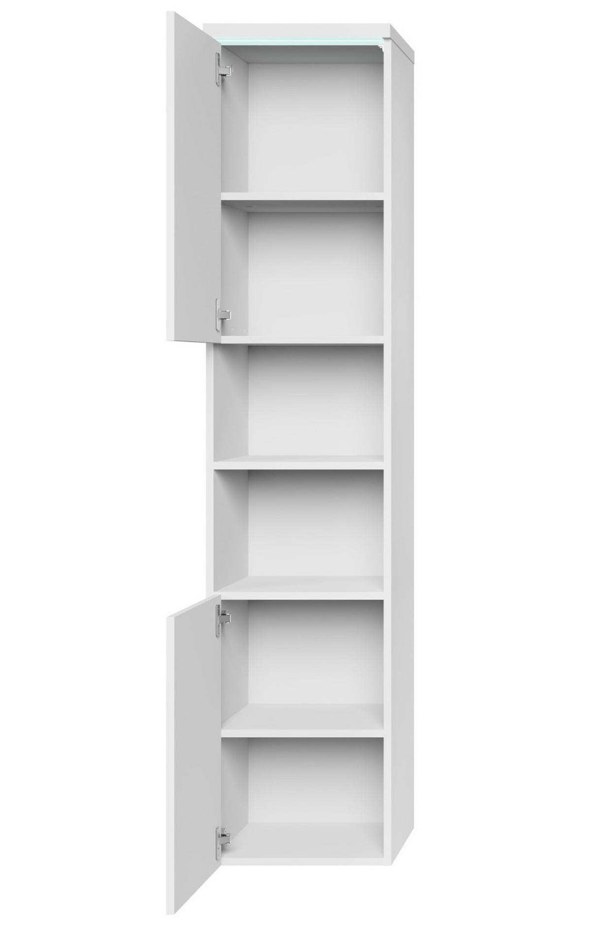 BADEZIMMERSCHRANK Paso mit 2 Türen Weiß Hochglanz - 35 x 35 x 160 cm - Weiß, Holz (35/160/35cm) - Badplaats