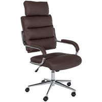 DREHSTUHL Lederlook Braun - Chromfarben/Braun, Textil/Metall (61/119/78cm) - CLP