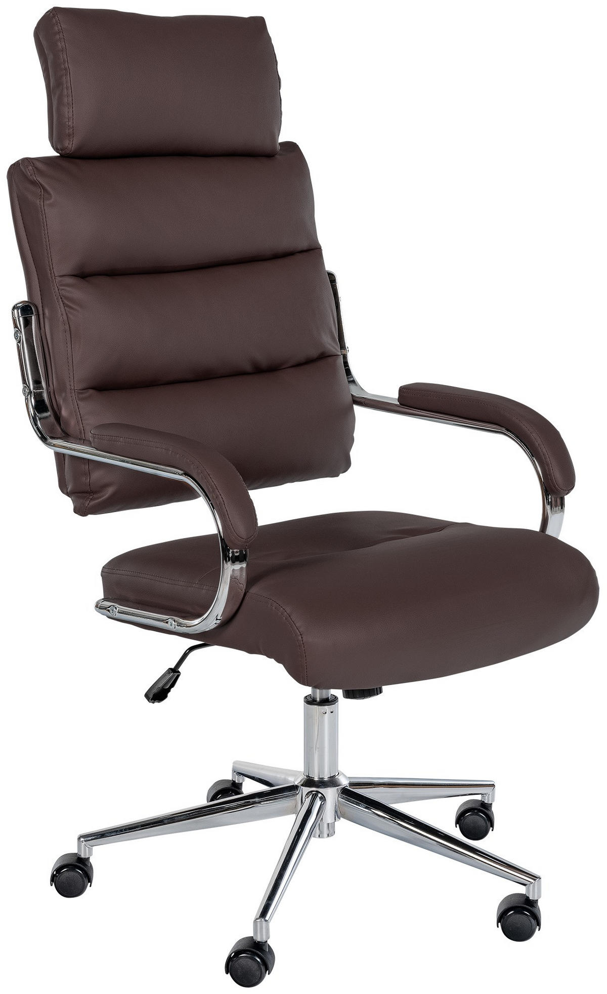 DREHSTUHL Lederlook Braun - Chromfarben/Braun, Textil/Metall (61/119/78cm) - CLP