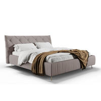 POLSTERBETT ANNY Grau Massivholz - Grau, Leder (160/200cm) - KAWOLA