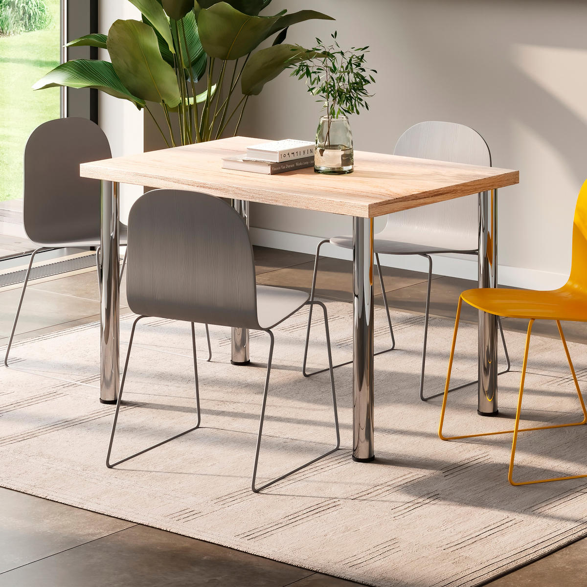 TISCHBEINE, Durchmesser 60mm, H 710mm, Stahl, Verchromt 4er-set - Chromfarben, Metall (14.2/73/14.2cm) - EMUCA