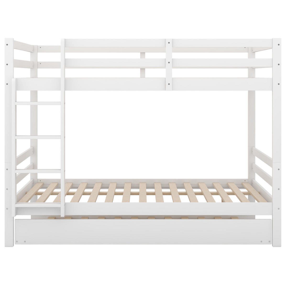 ETAGENBETT 140/200 cm Weiß mit Ausziehbett aus Kiefer - Weiß, Holz (140/200cm) - MIVRAY