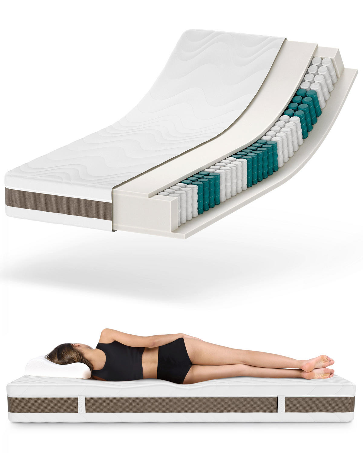 TAŠKOVÁ PRUŽINOVÁ MATRACE 120x200 – H3 – 7zónová – výška 24 cm - bílá, textil (120/200cm) - Mister Sandman