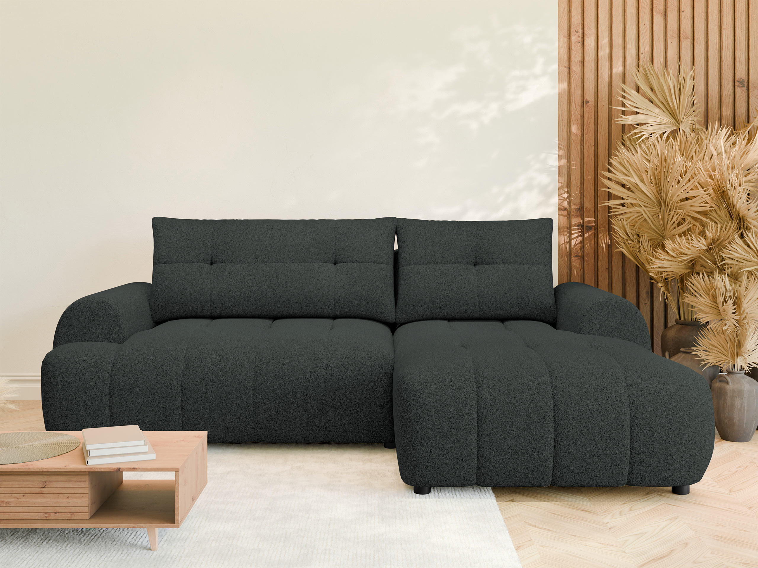 ECKSOFA Fiorano, Seite: Rechts - Anthrazit/Schwarz, Holz/Kunststoff (265/177cm) - MIRJAN24
