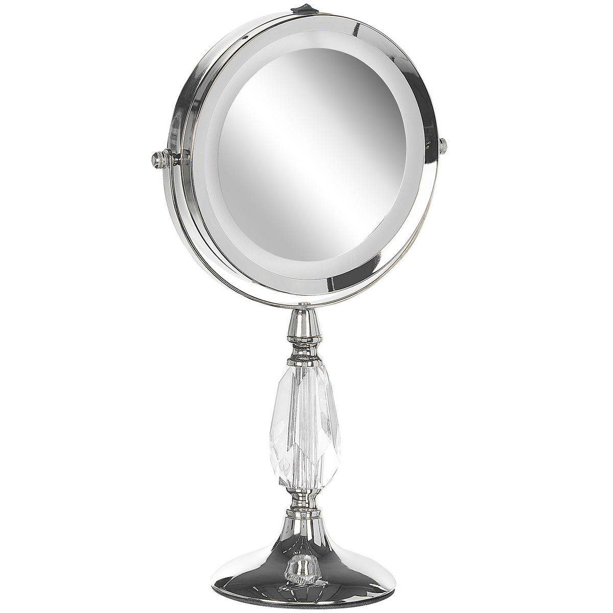KOSMETIKSPIEGEL silber mit LED-Beleuchtung 18 cm Maury - Silberfarben, Metall (18/37/12cm) - Beliani