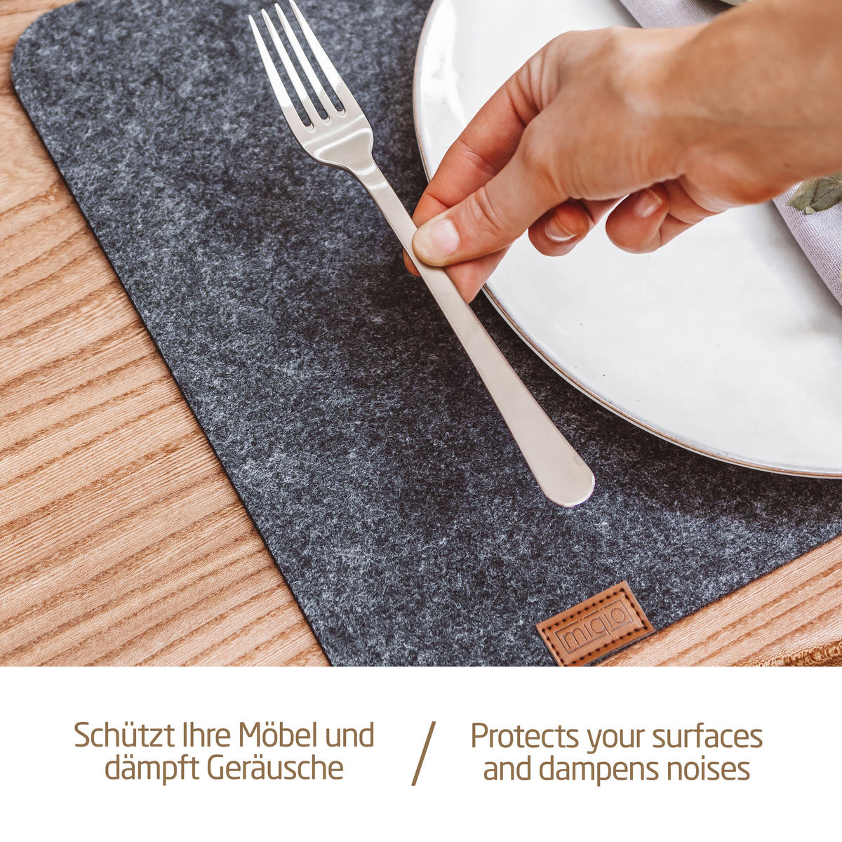 TISCHSETS eckig 4er-Set - Dunkelgrau, Textil (44/45/3cm) - Miqio Design