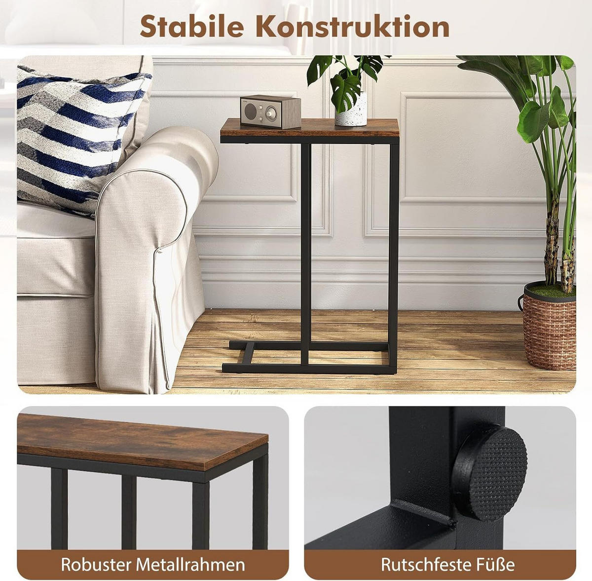 BEISTELLTISCH 64cm Braun - Braun, Holz (45/25/64cm) - COSTWAY