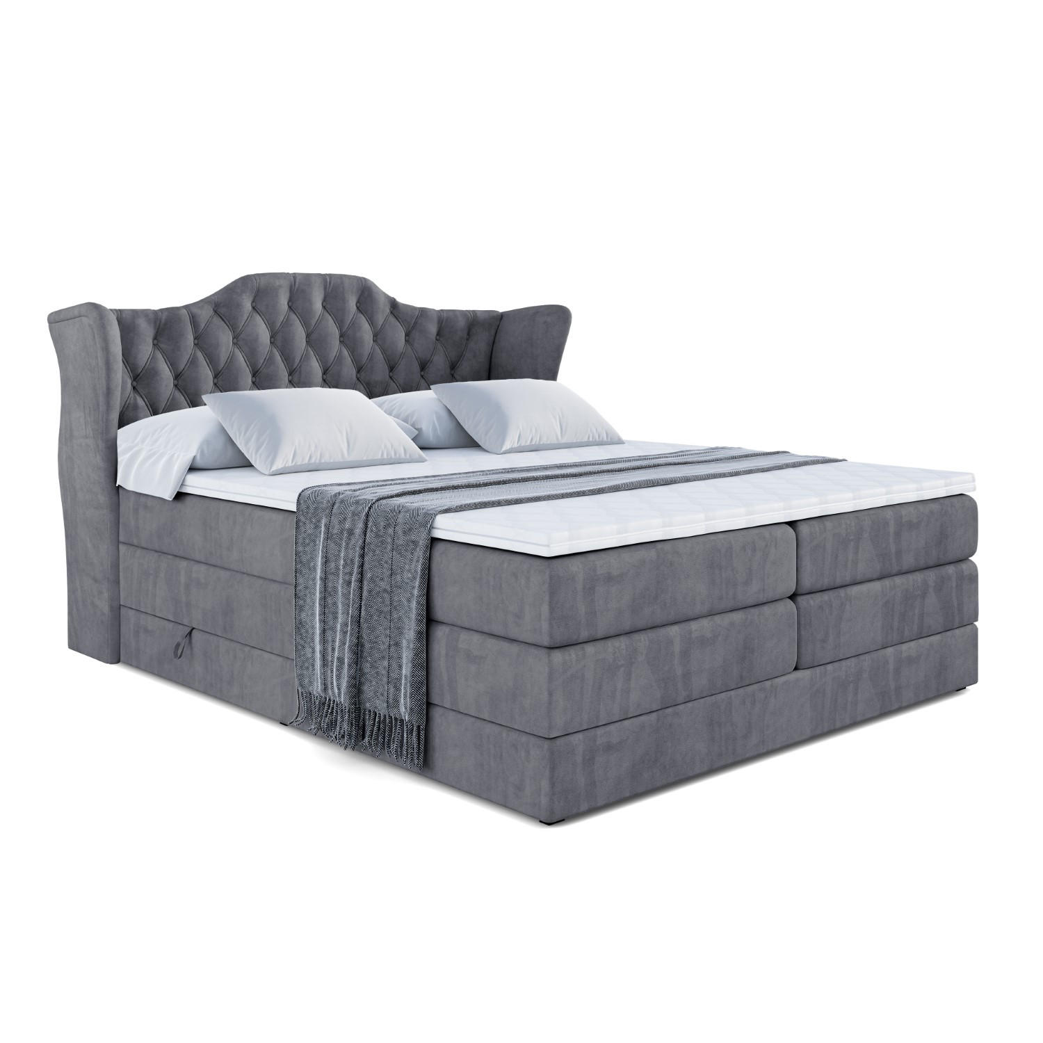 BOXSPRINGBETT VILA KING - 200x200 - H3/H4 - Dunkelgrau - Dunkelgrau, Holzwerkstoff (200/200cm) - ALTDECOR