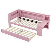 AUSZIEHBETT 90/200 cm DE-03383, mit LED, Ausziehbett und Schreibtisch, in Rosa - Pink, Holzwerkstoff (90/200cm) - ComfortXL