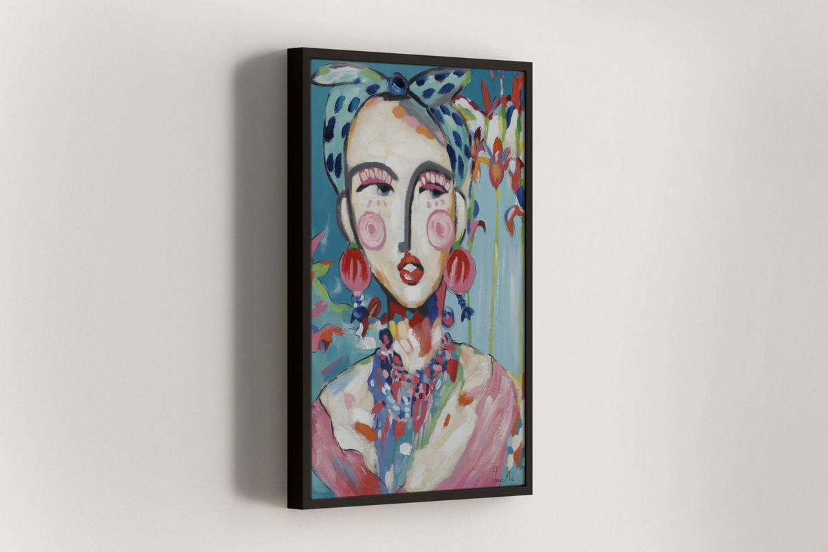 ACRYLBILD HANDGEMALT 60/90 cm - Blau/Pink, Holz/Textil (1.3/90cm) - KUNSTLOFT