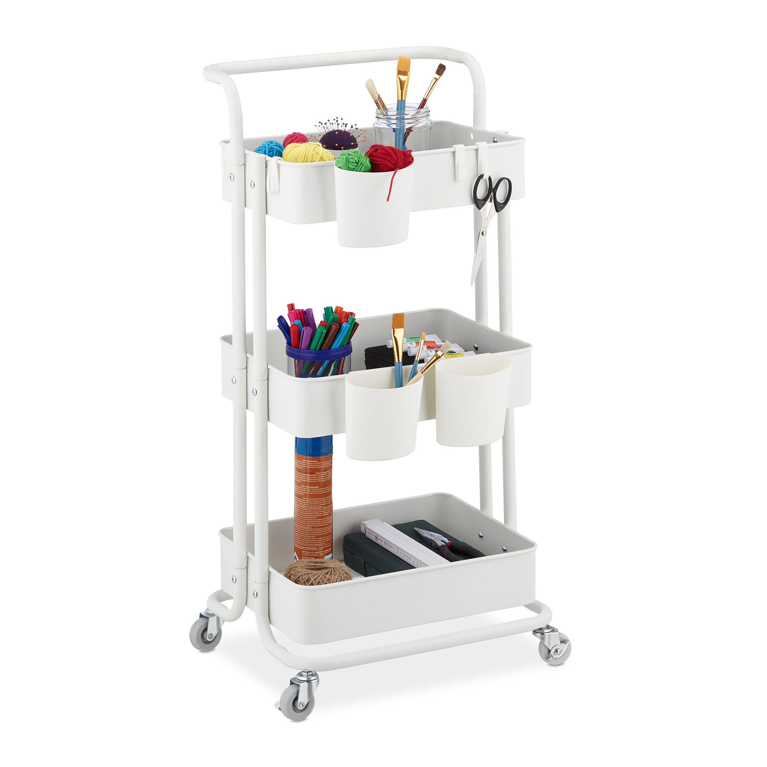 ROLLWAGEN - Weiß, Kunststoff/Textil (38/86/39cm) - Relaxdays