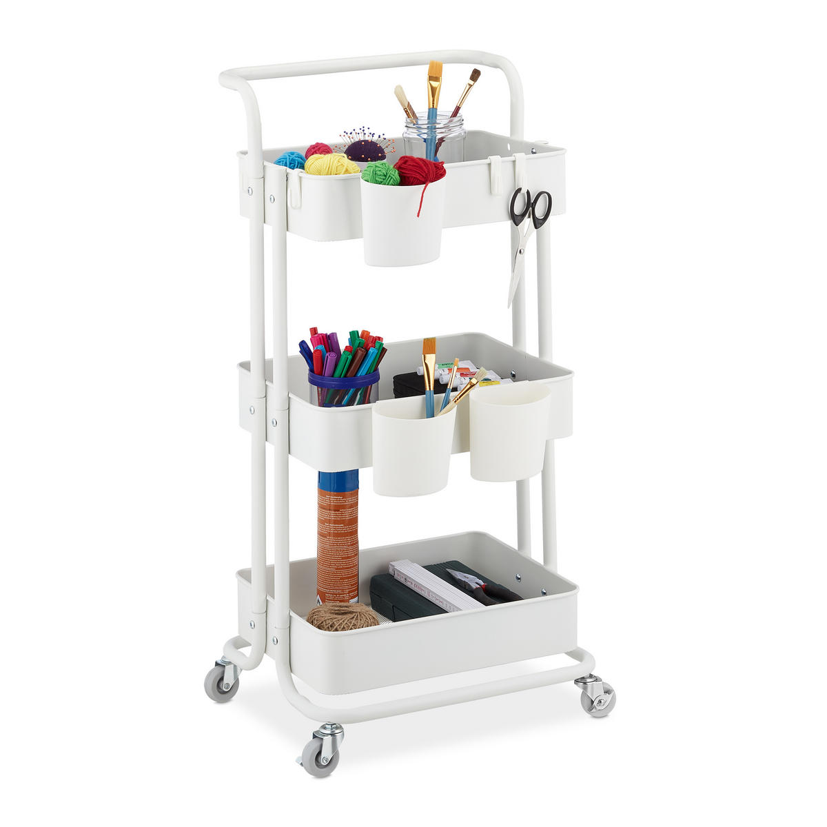 ROLLWAGEN - Weiß, Kunststoff/Textil (38/86/39cm) - Relaxdays