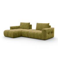ECKSOFA VERONA 4-Sitzer LINKS, Khaki - Schwarz/Grün, Holz/Textil (282/173cm) - Courtois Laville