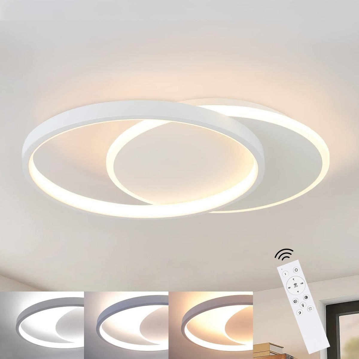 LED-DECKENLEUCHTE Gemini 41/30/6 cm - Weiß, Metall (41/30/6cm) - Nettlife