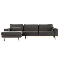 ECKSOFA mit Longchair - Eichefarben/Dunkelgrau, Eichenholz/Textil (281/153cm) - home24