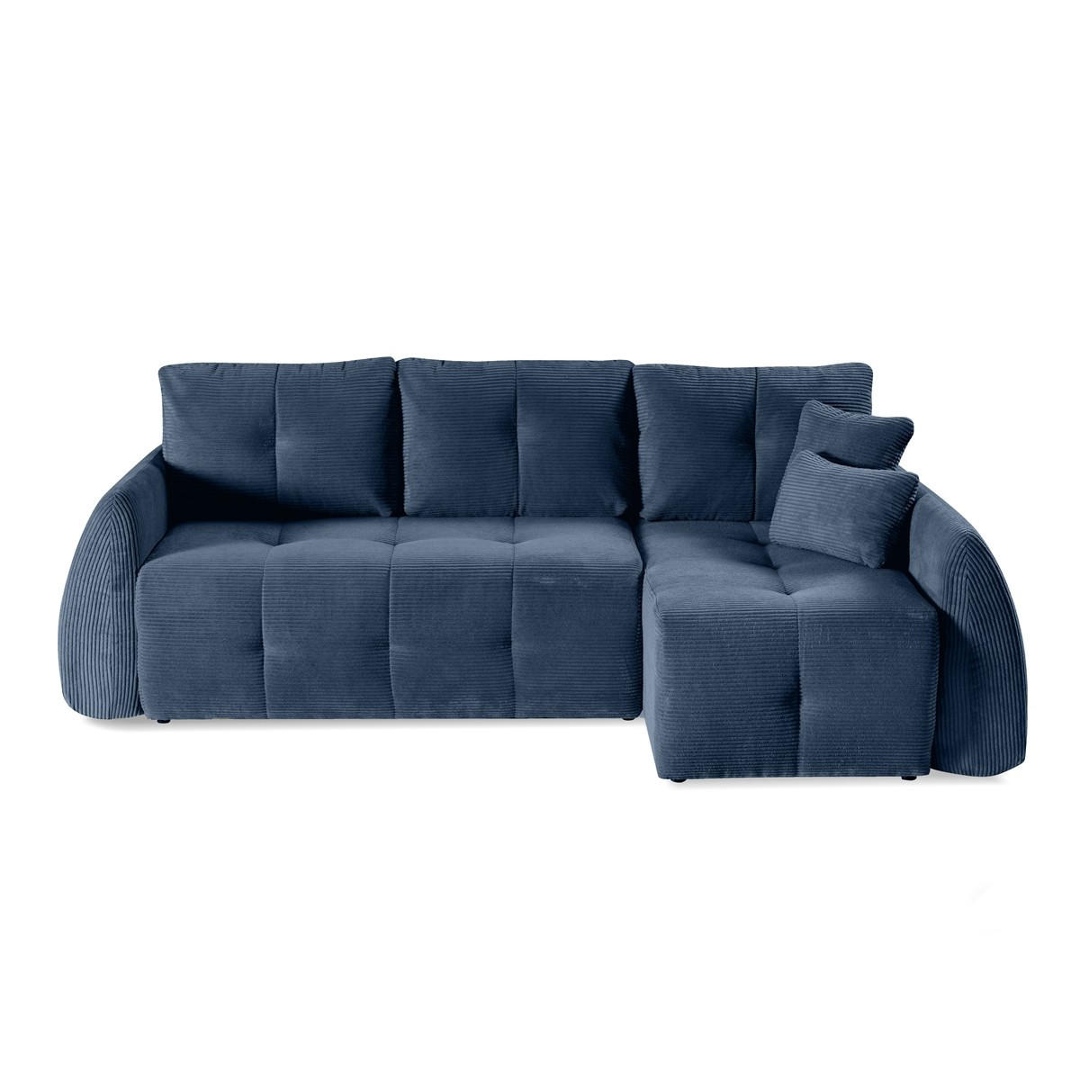 ECKSOFA Luna Dunkelblau, mit Schlaffunktion - Dunkelblau, Holzwerkstoff/Textil (252/155cm) - Bettso