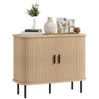SIDEBOARD Eiche-Nachbildung und Schwarz, Schiebetüren, 90/40/75 cm - Eichefarben, Holz (90/75/40cm) - PANGIVO