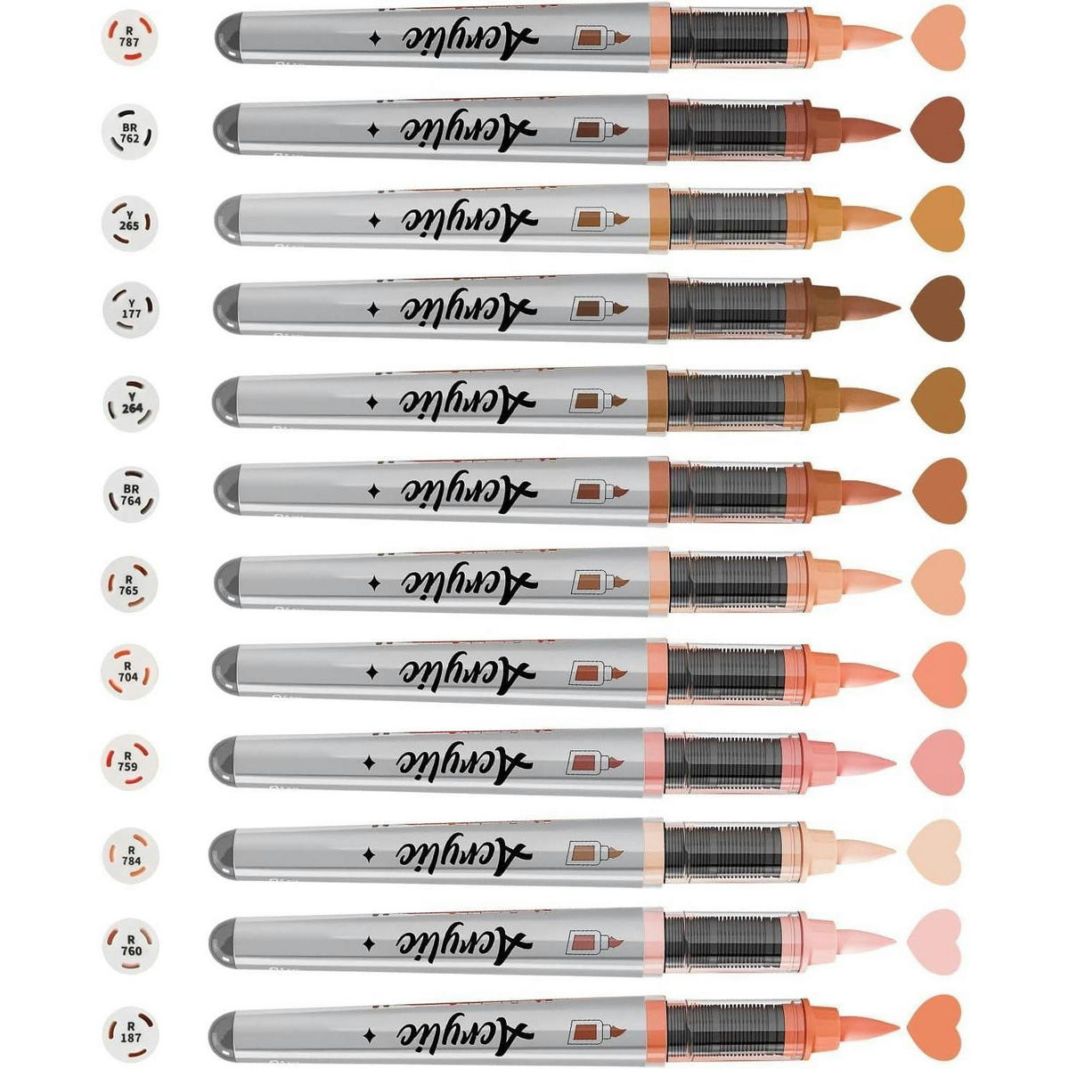 ACRYLMARKER 12er Set Hauttöne - Multicolor, Kunststoff (1/1/14cm)